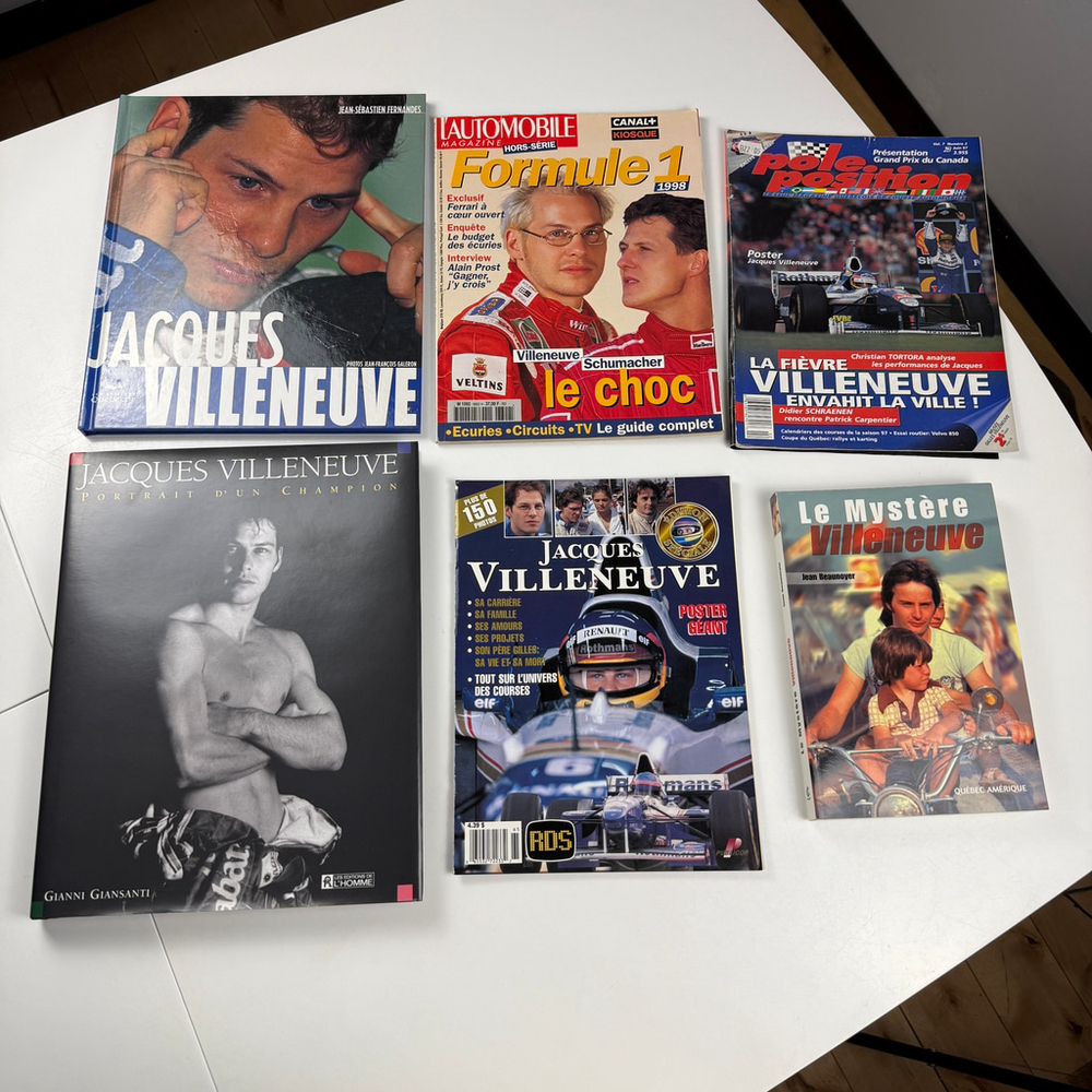 lot of 6 books and magazines Jacques Villeneuve F1 french 1997, 1998